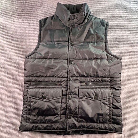 Southpole Men's Black Puffer Vest Sleeveless Full Zip Jacket Large Y2K Utility - Picture 1 of 9